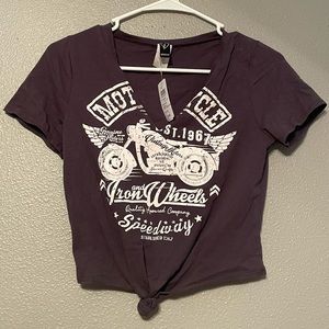 Gray Cropped Motorcycle Tee